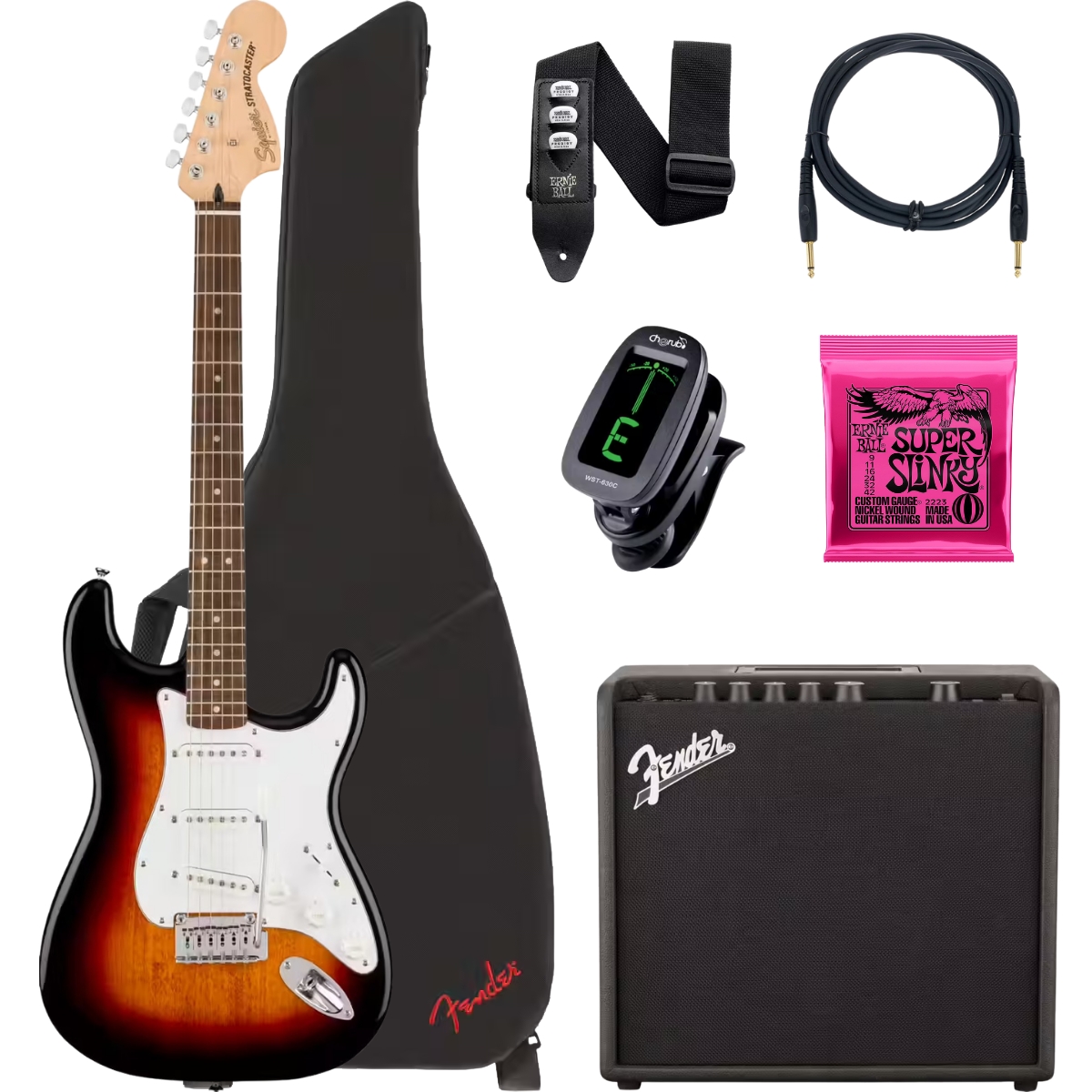 Pack découverte - Squier by Fender Affinity Strat - Sunburst 3 tons